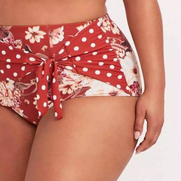 🆕 Torrid Slimming Tie Front Beautiful Swim Bottom Plus Size 1Xl (14-16)💐 - Picture 3 of 7